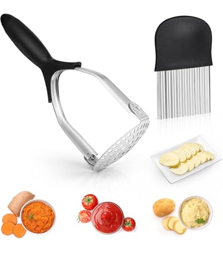 Schiacciapatate In Acciaio Inox NOBILE | 27cm Larghezza | Manico Ergonomico | Multifunzione - Foto 7