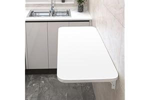 WODFARR Wandtisch, klappbar, Esstische aus MDF-Holz, Computertisch für Küche, Wohnzimmer, kleiner, schwimmender Schreibtisch, platzsparend (60 x 30 x 1,6 cm, weiß)
