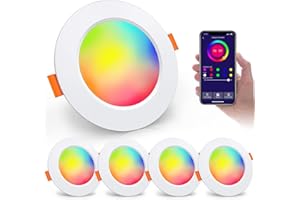Unisun - Foco LED empotrable regulable RGB color 7 W empotrado, lámpara de techo plano redondo, 2700 K, 220 V, blanco cálido, IP44, impermeable, mini foco de techo, interior, cuarto de baño, cocina