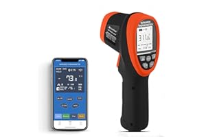 HoldPeak Thermometre Infrarouge HP-985C-APP, Thermomètre Laser Bluetooth sans contact -58℉ à 1472℉ (-50℃ à 800℃),D:S=16:1 Avec Application pour la Cuisson, Fonderie, Four,Utilisation non Corporelle