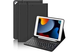 MMK Clavier Coque pour iPad 10.2 9/8/7ème Génération 2021/2020/2019, Détachable Clavier Bluetooth sans Fil pour iPad 10.5 inch Pro 2017/2019 Air 3, AZERTY Français