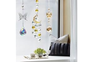 CHMMY 3 Pezzi Acchiappa-Sole in Cristallo Ornamento da Finestra Suncatcher con Prismi a Sfera di Cristallo per Decorazione Interna Casa,Ufficio,Giardino