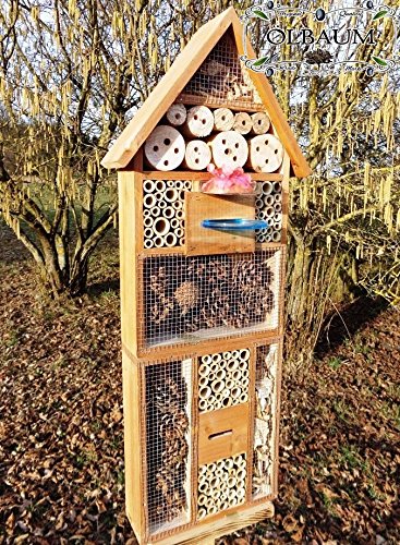 Haus INSEKTENHOTEL MIT TRÄNKE SDV-HOST-OS und FUTTERPLATZ, Futterstelle, dunkelbraun braun Nistkasten Insektenkasten Insektenhaus als Ergänzung zum Meisen Nistkasten Meisenkasten oder zum Vogelhaus Vogelfutterhaus Futterstation für Vögel Insektenhäuschen - Insektenhotels, , Marienkäferhaus-Marienkäfer-Marienkäferkasten-Schmetterlingshaus-Schmetterlinge,Gartendeko