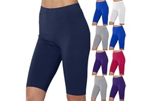 OGLCCG Leggings for Women UK Yoga Gym Cycling Shorts High Waist Super Stretchy Tummy Control Shaping Shorts Solid Color Summer Leggings Three Part Pants Half Shorts 3/4 Legging Shorts Sports Pants