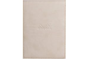 RHODIA 138205C – Notatnik w okładce ochronnej N°13 w kolorze beżowym – A6 11,5 × 15,8 cm – w linie – 80 odrywanych kartek – biały papier Clairefontaine 80 g/m² – uchwyt na ołówek – ekoskóra