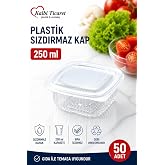 Kalbi Ticaret Plastik Saklama Kabı 250 gr 50 Adet Plastik Kapaklı Kase Sızdırmaz Kap Şeffaf Kullan At Kase