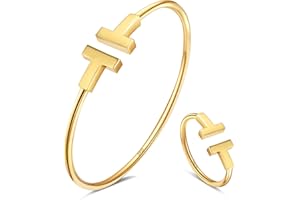 APUUESN Sterling Silber Armreif Ring Set für Damen Silber/Gold/Roségold,Geschenke für Freundin,Geburtstag