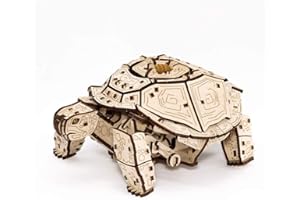 EWA Eco-Wood-Art TURTLE – Drewniany Zestaw DIY z Mechanizmem Nakręcanym, Idealne na Prezent – Drewniane Puzzle 3D do Samodzielnego Montażu dla Nastolatków i Dorosłych (14+) – 269 szt.