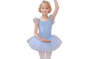 HIPPOSEUS Fille Robe de Ballet Danse Tutu Justaucorps de Ballet Danse Gymnastique Enfants Manches Courtes, Y-04WDM