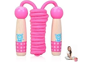 GUBOOM Cuerda para Saltar para Niños, Comba Saltar Ajustable con Lindo Mango de Madera de Dibujos Animados, Skipping Rope Kids Combas de Fitness para Niños y Niñas