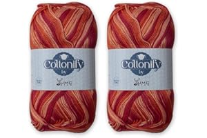 Cottonify Ne 6/4 Pack of 2 100% Combed Cotton Mercerized Crochet and Knitting Yarn| Medium Weight | Gassed & Mercerized Soft Yarn – 186 Yd 100 Grams per Ball | (2, Orange Variegated 0154)