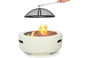 WILDLIFE FRIEND Brasero – Fogata – Mesa de fuego – 55 x 30 cm – Acero inoxidable, portátil, seguro, pantalla protectora, diseño único, cuenco para hoguera – Blanco