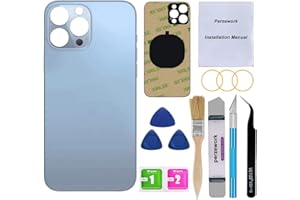 Perzework OEM Rückabdeckung Rückglas Ersatz für iPhone 13 Pro Max 6,7 Zoll Alle Träger mit Montageanleitung und professionellen Reparaturwerkzeug-Sets (Sierra Blue