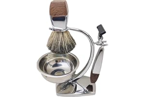 Zestaw do Golenia JHTSOLE z Pędzlem do Golenia Włosów Borsuka, Mydelniczką Stylowy Zestaw do Golenia i Stojak, Uchwyt do Golenia Kompatybilny z Mach3 na Prezent dla Mężczyzn