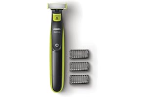 PHILIPS QP2525/10 Battery Powered Cordless OneBlade Hybrid Trimmer and Shaver with 3 Trimming Combs for Men, Lime Green