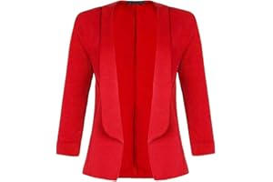 Fashion Star Womens Stretchy Open Front Collar 3/4 Short Turn Up Sleeve Coat Blazer Jacket