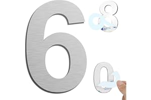 Ywonoby House Numbers - 3 Inch Self Adhesive Metal Stainless Steel Door Numbers Stickers for House Mailbox Apartment Hotel Courtyard - Silver(6)