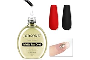 ‎JODSONE JODSONE Matte Gel Top Coat - 16,5 ml Puderbeständiger No Wipe Gel Top Coat für Chrome Powder Nail Art, glattes, mattes Finish, U V Aushärtung erforderlich
