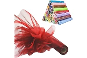 Time to Sparkle 26M x 29cm Sheer Organza Roll Sash Fabric Table Runner Sashes Chair Cover Bows Swags Wedding Party - Garnet