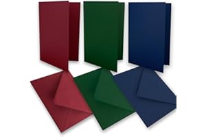 ‎GLÜXX-AGENT Glüxx-Agent 30 Folding Card Sets - DIN A6 160 g/m² - Dark Red - Dark Green - Dark Blue - with Envelopes DIN C6-80 g/m² Wet Adhesive