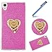 Produktbild Handyhülle für Sony Xperia XA, Ysimee Grad Weiche Hülle [Ständer Ring Holder] TPU Silikon Hülle für Sony Xperia XA, Glitzer Silikon Schutz HandyHülle mit Ring Fingerhalterung Ständer Liebe Herz TPU Hülle, 2017 Smartphone Funktion Standfunktion Unterstützte Telefone Glitzer Sparkle Strass Diamant Silikon Handytasche Ultradünnen Weiche Telefon-Kasten Handyhülle Kratzfeste Schale Etui Bumper für Xperia XA + 1 x Blau Stylus Pen,stieg rot b