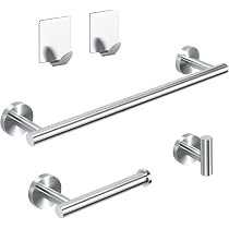 Set 12 Accessori Bagno In Acciaio Inox SUS304 – Portasciugamani, Porta Carta, Ganci A Ventosa E Gancio Accappatoio