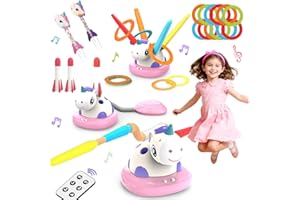 KAEKID 3 in 1 Kids Toys with Musical Jump, Toss Ring Game Toys, Stomping Launch Rocket Launcher, Children's Sports Outdoor & Indoor Toys (unicorn)
