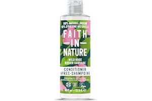 Après-Shampooing Naturel à la Rose Sauvage Faith In Nature, Rééquilibrant, Vegan & Cruelty Free, Sans Parabènes & SLES, Pour Tout Type de Cheveux, 400ml