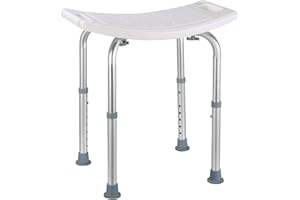 LIFERUN Sgabello da Bagno, 8 Livelli di Altezza, 38 – 55 cm, Gambe in Alluminio e Sedile Antiscivolo per la Doccia Interna, Sgabello da Doccia Leggero e Sottile per Anziani e Disabili