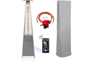 BU-KO Riscaldamento a Gas per Esterni | Giardino, Campeggio, Feste Barbecue | Bruciatore a Propano 13kw Piramide in Acciaio Inossidabile | Riscaldamento a GPL & Protezione a Prova di Pioggia Inclusa