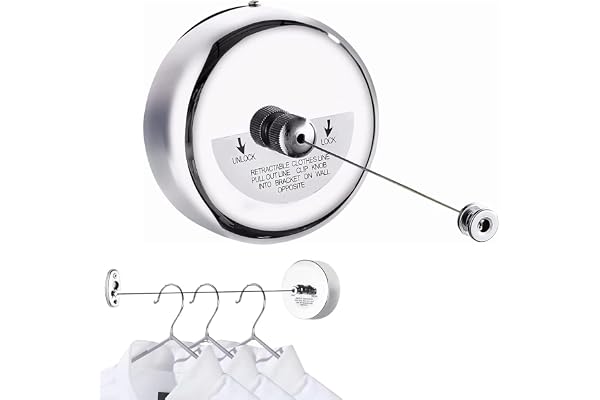Gadget Deals Stainless Steel Retractable Clothesline Cloth Drying Rope for Outdoor, Balcony, Bathroom