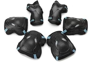Amasawa Protezione Kit Bambini, Set di Protezione Polso per Roller Skate Bici Skateboard Sport per Bambini/Ragazzi Gginocchia, Gomiti e Polsi 6 Pezzi