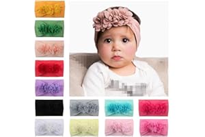 LAEMALLS 13 Pezzi Elastici Fascia Capelli Neonata, Cerchietto bambina, Fiore fascia, Accessori per capelli fotografia, Bambino fascia, Morbida fascia, Multicolore fascia, Fasce per infant 0 a 6 mesi#3