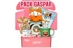 BELROS Pack Reyes Magos. Incluye Peluche Gaspar, Surtido Chocolates y Carbon Dulce. Regalo Taza Rey Mago Gaspar. Regalos Navideños. Celebraciones. Ideal Amigo Invisible. Regalo para Niños