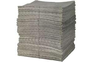 SPC® by Brady Almohadillas Absorbentes Universales – Pack de 200, 1 capa, Sellados y Perforados, 40 cm x 50 cm, Alta Absorción para Aceites, Agua, Disolventes y Refrigerantes