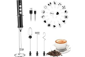 FITNATE - Montalatte portatile elettrico, ricaricabile, 3 velocità, con 2 fruste in acciaio inox, per cioccolata calda, caffè, cappuccino, latte, include un bicchiere per schiumare