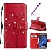 Produktbild EMAXELERS Samsung Galaxy S7 Hülle Glitzer Bling Wishing Tree Schmetterling PU Leder Flip Magnetisch Book Wallet Brieftasche Hülle für S7,Red Wishing Tree with Diamond