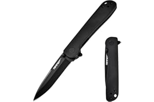 TONIFE Rising Star Klappmesser Outdoor Messer mit Taschenclip, 8Cr14MoV Klinge und G10 Griff für Kleine Messer Camping Messer (Schwarz + Schwarz Titan)