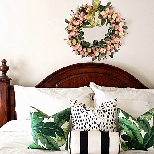 MIHOUNION 36cm künstliche Kranz Seiden kunstblumen Blütenkranz Emulation Rosen Blumenkranz Anordung küche Wand Türen Fenster Sogar jedes Zimmer Dekoration - 3