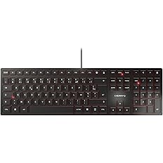 CHERRY KC 6000 Slim, disposition française, clavier AZERTY, clavier filaire, mécanisme à ciseaux pour une frappe parfaite, de