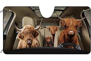 BAGEYOU Car Windshield Sunshade Highland Cow Cattle Farmhouse Painting Vehicle Front Windshield Sunshade UV Ray Reflector Sun Protector Sun Shade Visor, Keep Vehicle Cool, 55" x 30"