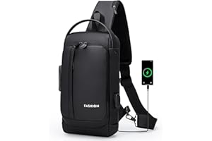 zerotop Anti Theft Sling Bag, Waterproof Men Bag Chest Crossbody Bag with USB Charging Port Password Lock Sling Backpack Lightweight Casual Shoulder Bag for Hiking Cycling Running Travel(Black)
