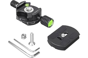 ARTCISE Testa panoramica a 360 ° e piastra in stile svizzero Arca staccabile con piastra a sgancio rapido per fotocamere DSLR con cursore monopiede con treppiede a testa a sfera, carico massimo 15 kg