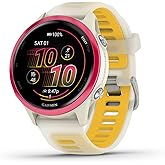 Garmin Forerunner 570-42 mm Ahududu | Mango | Daha K&uuml;&ccedil;&uuml;k &Ouml;l&ccedil;ekli Gelişmiş GPS Koşu ve Triatlon Smartwatch, AMOLED Ekran, Eğit