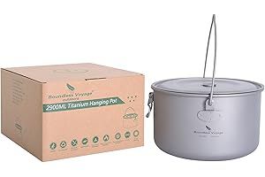 Boundless Voyage Vaso da Esterno in Titanio da 750ml 800ml 1100ml 1300ml con Manico Piegato sul Coperchio Escursione da Campeggio in Campeggio da Picnic Picnic Ultraleggero
