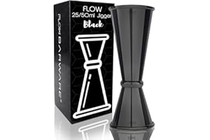 FLOW Barware Jigger 4 w 1 miarka do kieliszków 25 ml 50 ml 15 ml 35 ml w jednym miarka do koktajli i miarka alkoholu | mierzy 25 ml 50 ml | środki do napojów spirytusowych | czarny tytanowy