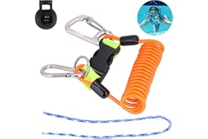 Frdhee Cordón de Resorte de Buceo Cámara, Cordón en Espiral Eslinga de Seguridad con Resorte y Desenganche Rápido para Luces Cámaras Subacuáticas, Accesorios de Buceo(naranja)