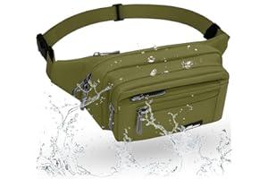 REETEE Marsupio Donna Uomo Impermeabile Marsupio Sportivo con 5 Tasche, Marsupio Lavoro Grande, Marsupio alla moda per Corsa, Campeggio, Viaggio, Escursionismo e Outdoor Sportivo (A-verde)