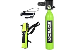 Monozoz Scuba Tank Oxygen Cylinder Pump Scuba Tank Diving Equipment Snorkeling Dive Bottle Oxygen Cylinder Scuba Diving Air Tank Set With Hand Pump Storage Bag, 0.5L