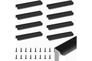 JIANGLIN 8 sztuk czarnych ukrytych uchwytów do szafek, aluminiowe uchwyty meblowe, nowoczesne uchwyty kuchenne, uchwyt do drzwi, uchwyt do szuflady, niewidoczne uchwyty do szafy ubraniowej, sypialni, szafek